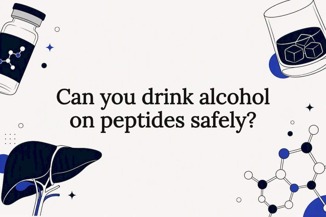 Decorative title card illustration for peptides and alcohol article