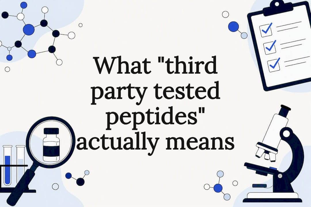 Decorative title card illustration for peptide testing article