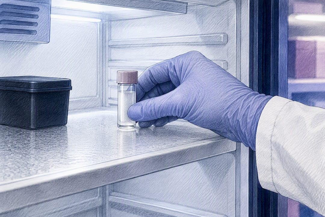 Anonymous vial placed in cold storage