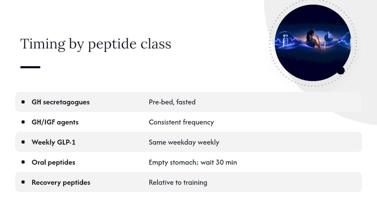 Timing rules across five peptide classes