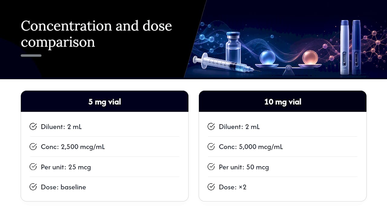 Comparison of peptide vial concentration calculations