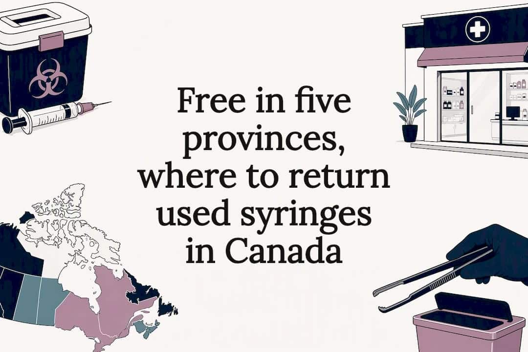 Decorative used syringe disposal title card
