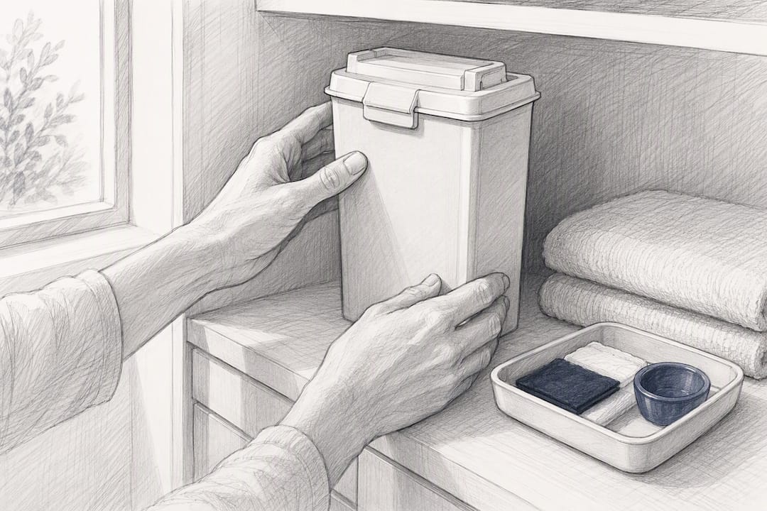 Rigid sharps container with locking lid