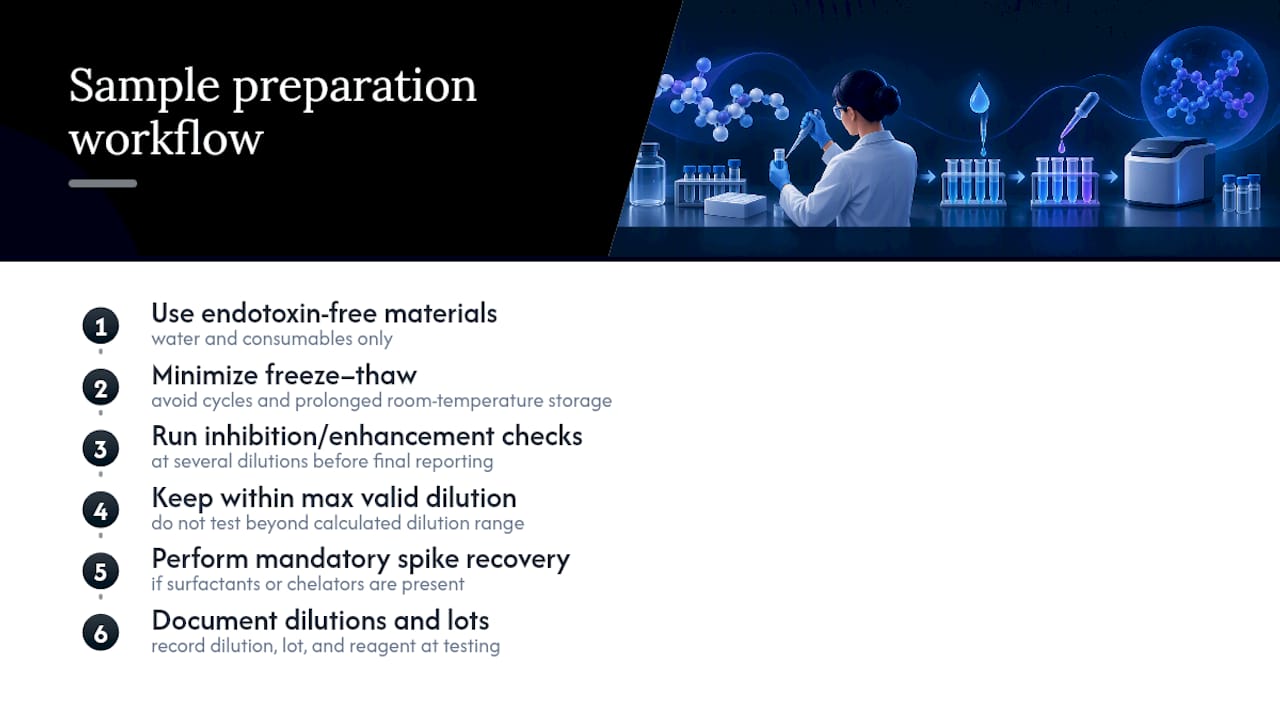 Endotoxin sample preparation workflow diagram