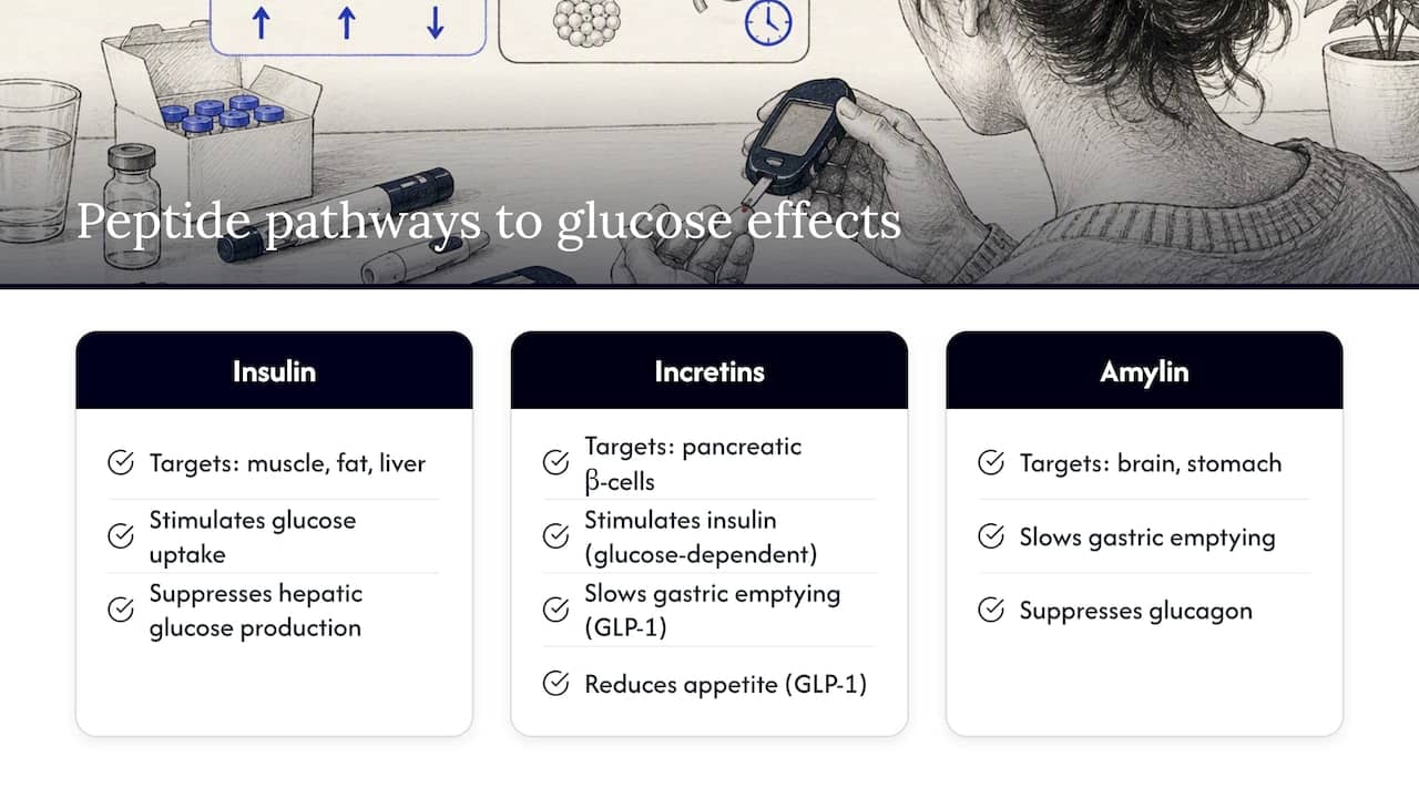 Peptide pathways influencing blood glucose