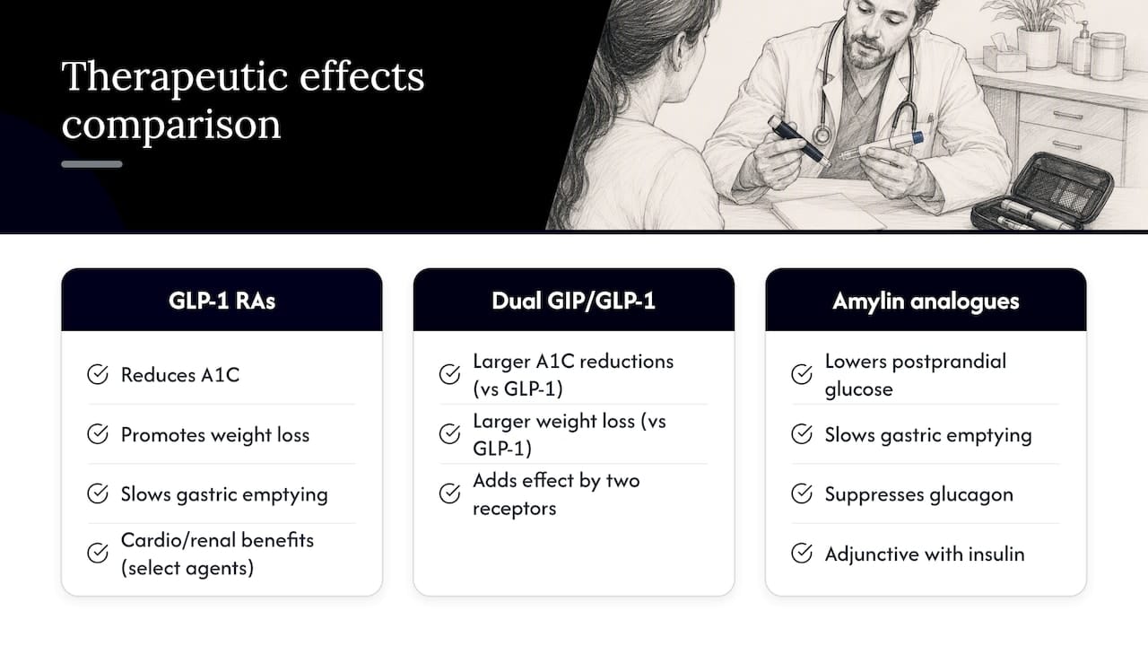 Clinical evidence: what trials and reviews show about peptide therapeutics for blood sugar control — overview diagram