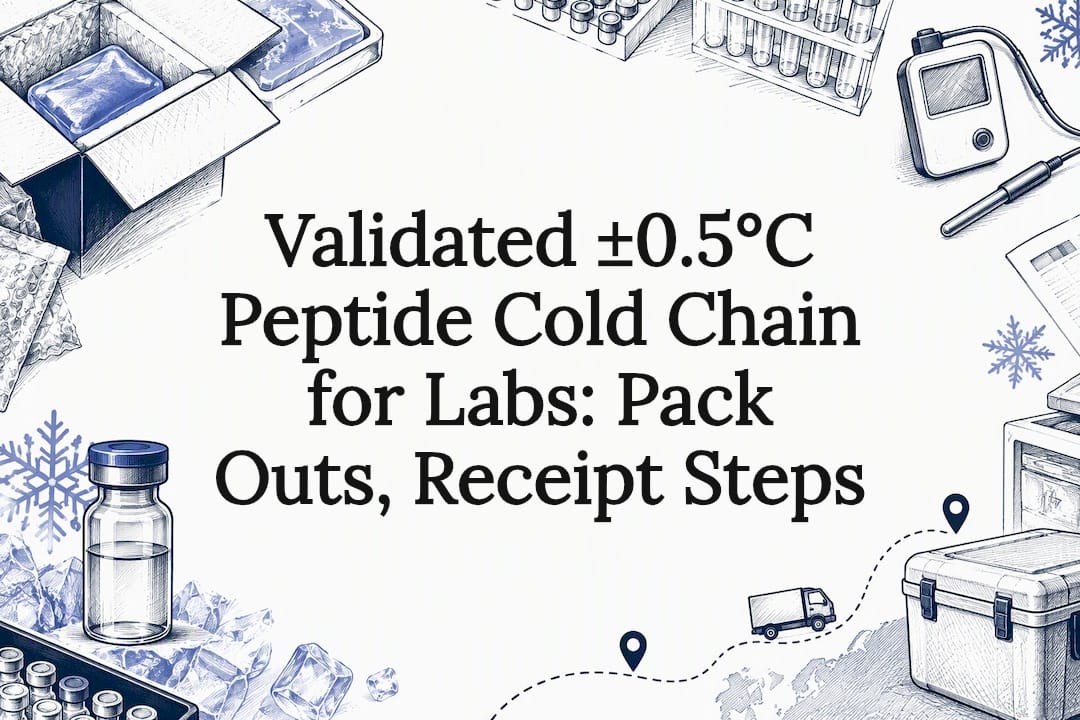 Peptide cold-chain title card illustration