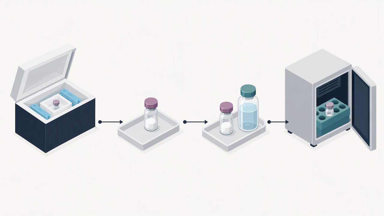 Illustrated peptide receipt and reconstitution process