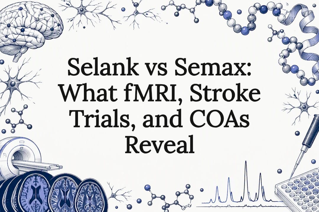 Scientific sketch framing a peptide research title