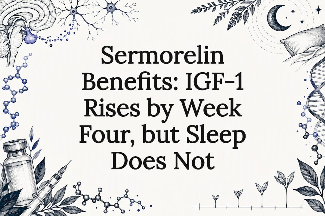 Sermorelin benefits title card with hormone sketch