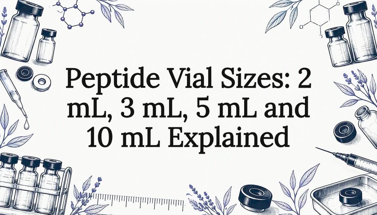 Decorative peptide vial size title card